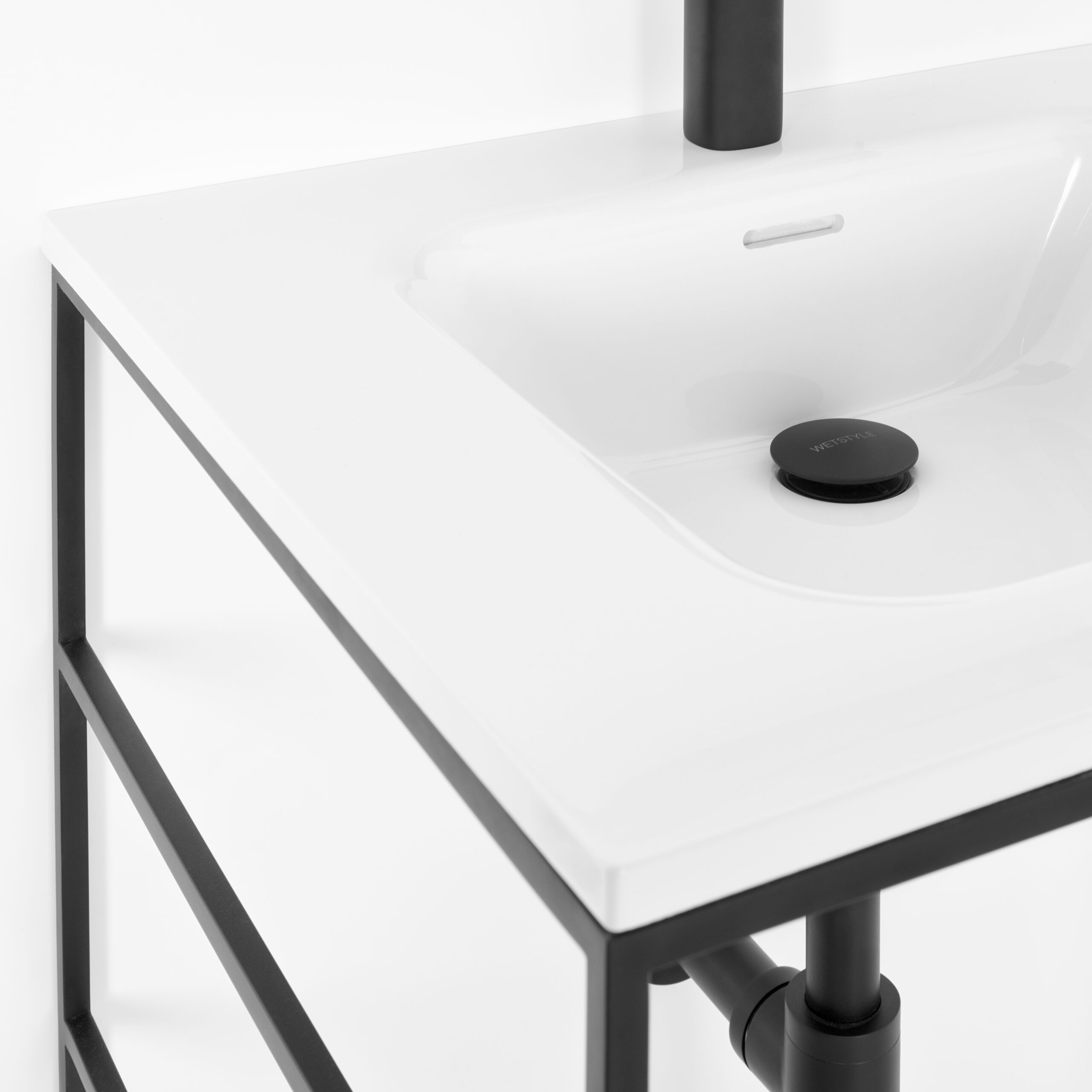 OTL-137_4 Single sink console  design steel frame