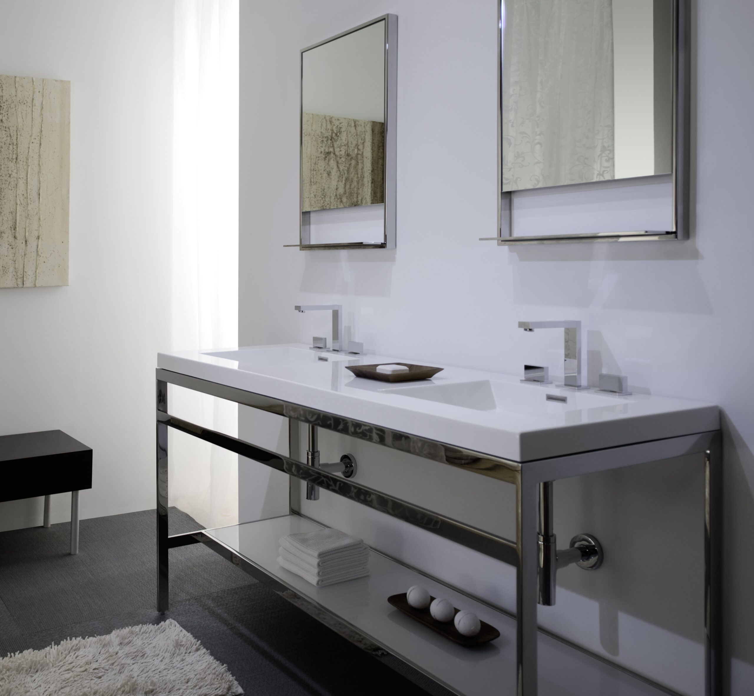 OTL-181_4 Double sink console final design steel frame