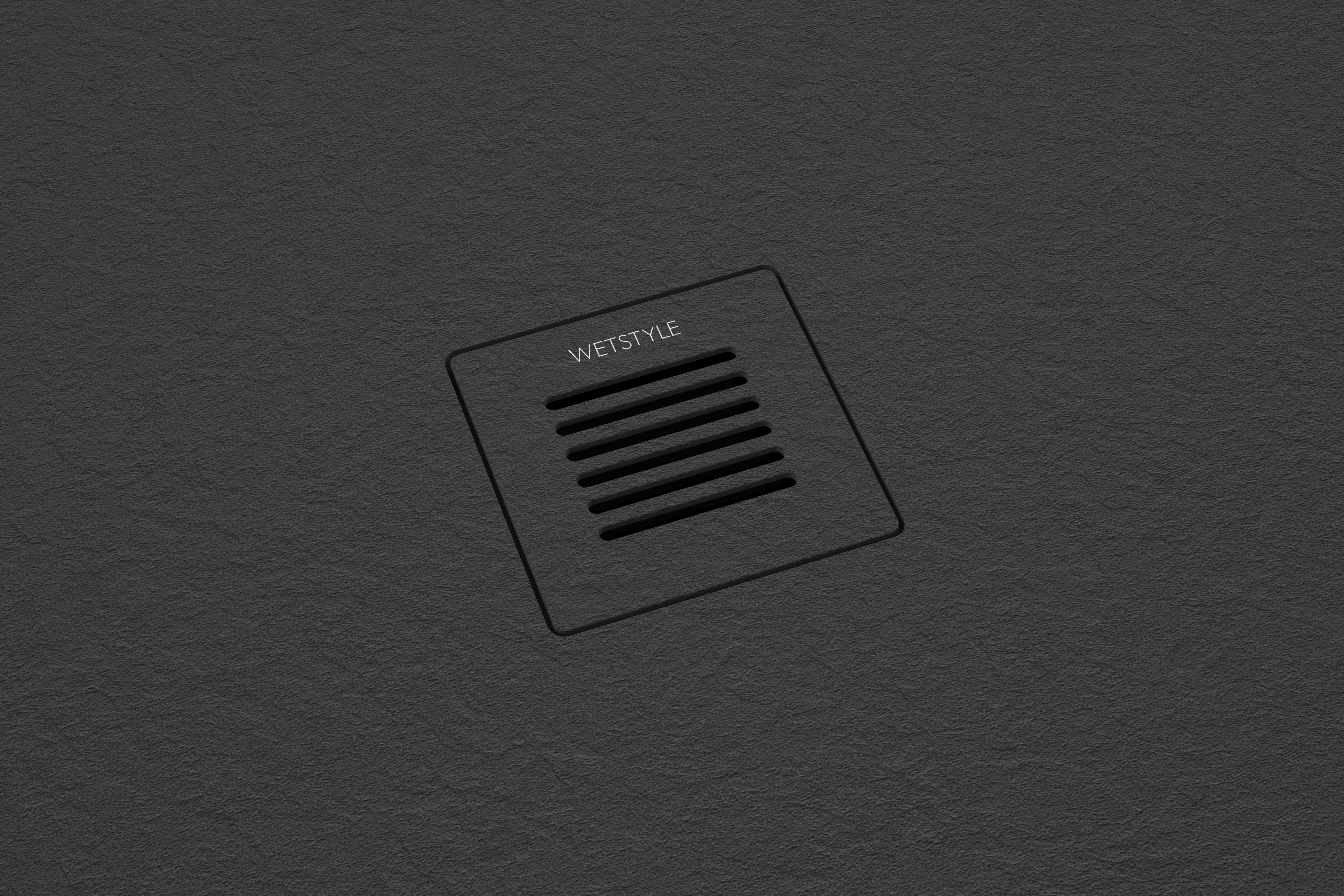 wetstyle_feel_Slate_evolution_drain_Anthracite Shower bases in concrete black, eco friendly, non slip