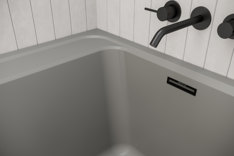 Alcove tub with gray finish
