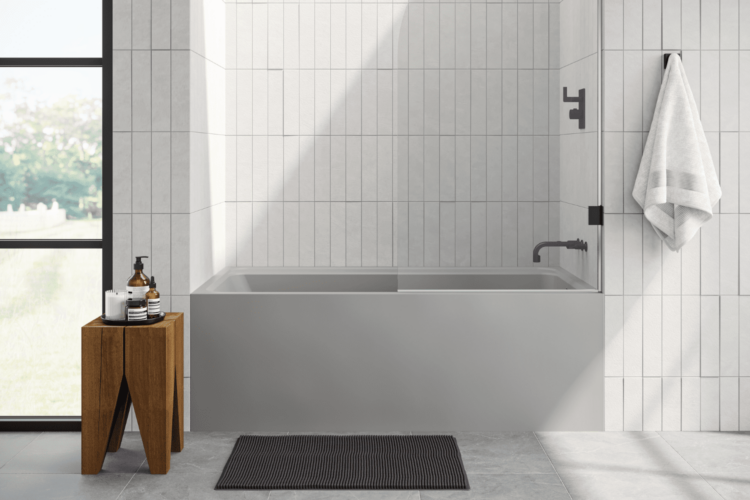 Alcove tub with gray finish