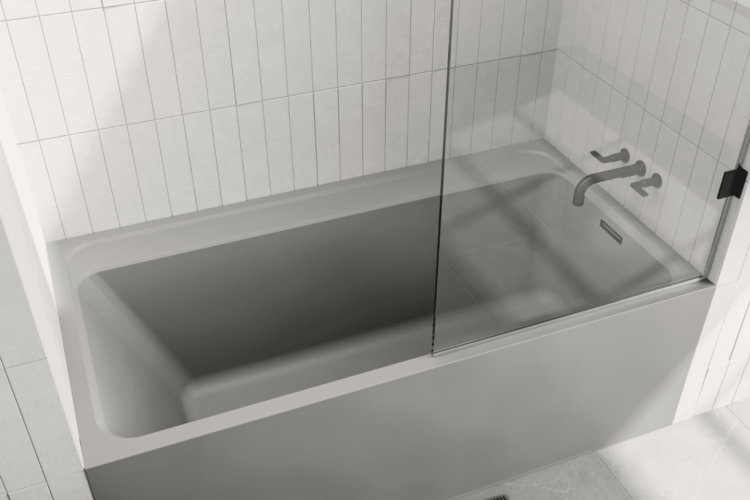 Alcove tub with gray finish